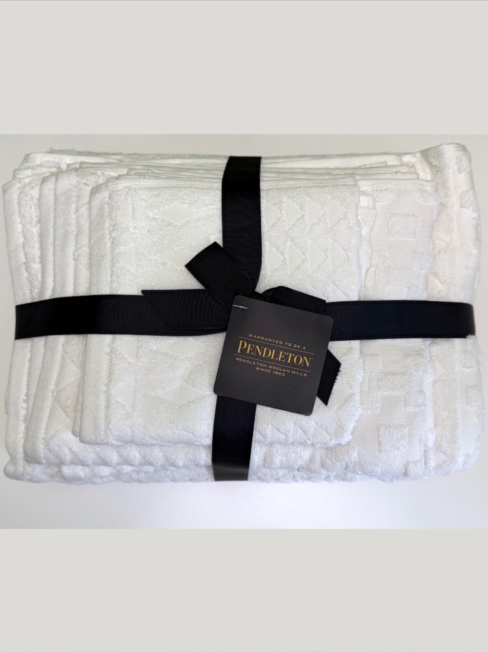 Pendleton 6 Piece Towel Set High Dessert Sculpted White